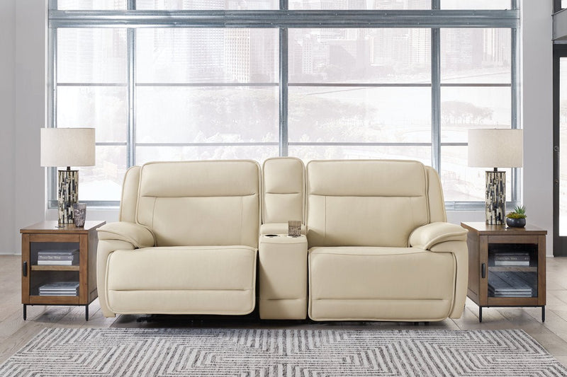 [EXCLUSIVE] Double Deal Almond 2 - Piece Power Reclining Loveseat Sectional with Console - Gate FurniturePower Reclining Loveseat