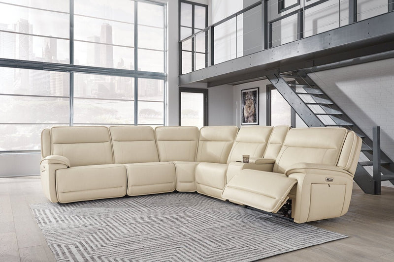 [EXCLUSIVE] Double Deal Almond 6 - Piece Power Reclining Sectional - Gate FurniturePower Reclining Sectional