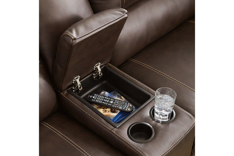 [EXCLUSIVE] Dunleith Chocolate 3 - Piece Power Reclining Loveseat with Console - Gate FurniturePower Reclining Loveseat