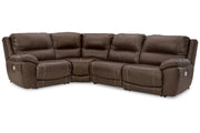 [EXCLUSIVE] Dunleith Chocolate 4 - Piece Power Reclining Sectional - Gate FurniturePower Reclining Sectional
