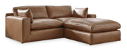 [EXCLUSIVE] Emilia Caramel Leather 3 - Piece Modular Sectional with Ottoman - Gate FurnitureSectional