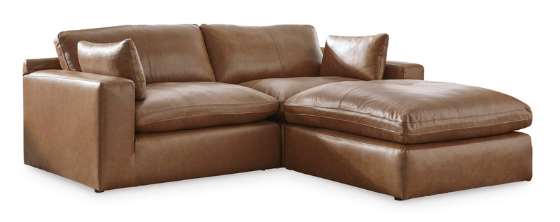 [EXCLUSIVE] Emilia Caramel Leather 3 - Piece Modular Sectional with Ottoman - Gate FurnitureSectional