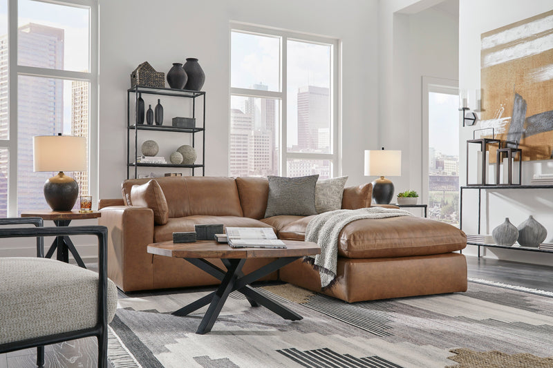 [EXCLUSIVE] Emilia Caramel Leather 3 - Piece Modular Sectional with Ottoman - Gate FurnitureSectional