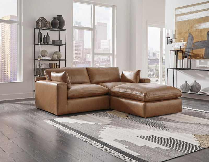 [EXCLUSIVE] Emilia Caramel Leather 3 - Piece Modular Sectional with Ottoman - Gate FurnitureSectional