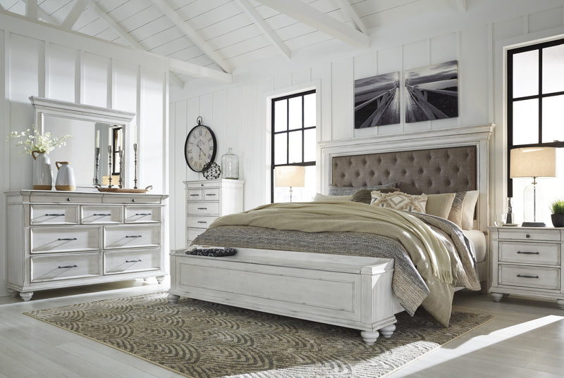 [EXCLUSIVE] Kanwyn Whitewash Upholstered Storage Bedroom Set - Gate FurnitureBedroom Set