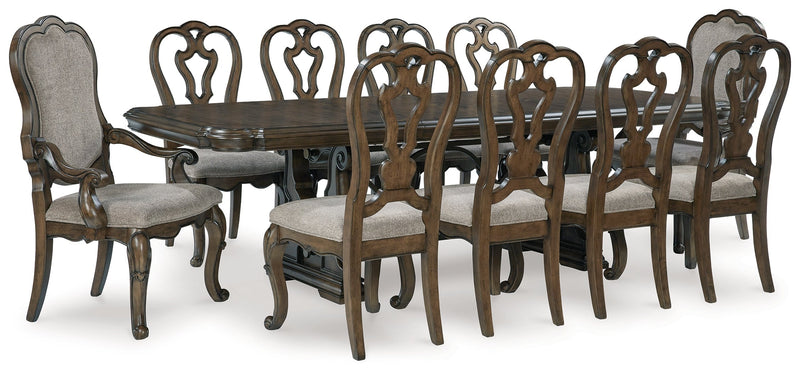 [EXCLUSIVE] Maylee Dark Brown Dining Table and 10 Chairs - Gate FurnitureDining Room Set