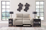 [EXCLUSIVE] Mercomatic Grey Power Reclining Sofa and Loveseat - Gate FurnitureLiving Room Set
