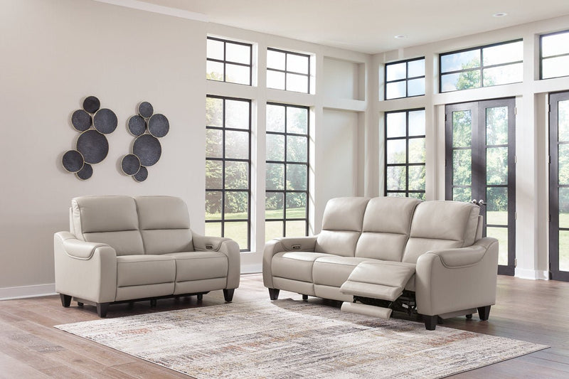 [EXCLUSIVE] Mercomatic Grey Power Reclining Sofa and Loveseat - Gate FurnitureLiving Room Set