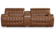 [EXCLUSIVE] Temmpton Chocolate 3 - Piece Power Reclining Sectional Loveseat with Console - Gate FurniturePower Reclining Loveseat
