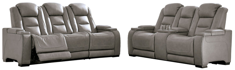 [EXCLUSIVE] The Man - Den Gray Power Reclining Living Room Set - Gate FurnitureLiving Room Set