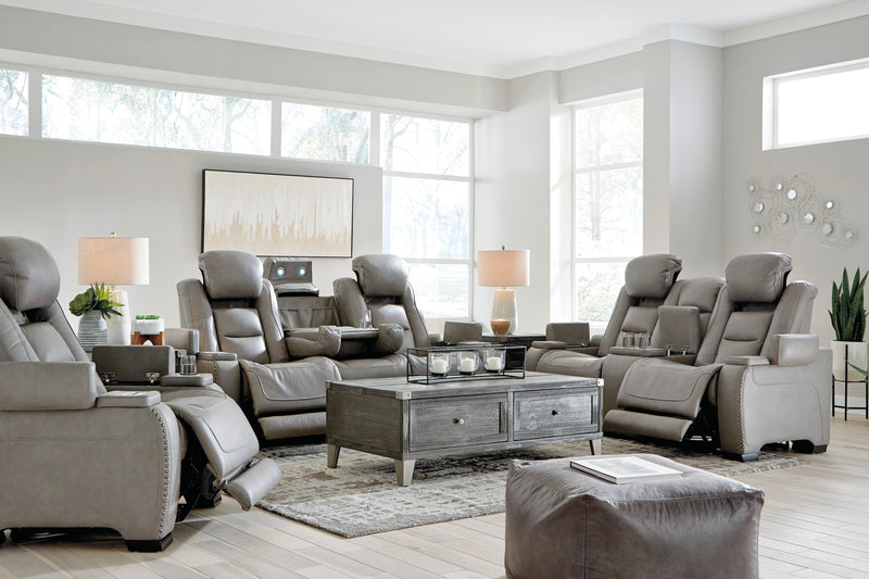 [EXCLUSIVE] The Man - Den Gray Power Reclining Living Room Set - Gate FurnitureLiving Room Set