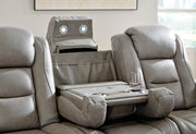 [EXCLUSIVE] The Man - Den Gray Power Reclining Living Room Set - Gate FurnitureLiving Room Set