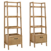 Fabian 2-piece 4-shelf Bookshelf with Drawer Distressed Light Brown - 802043