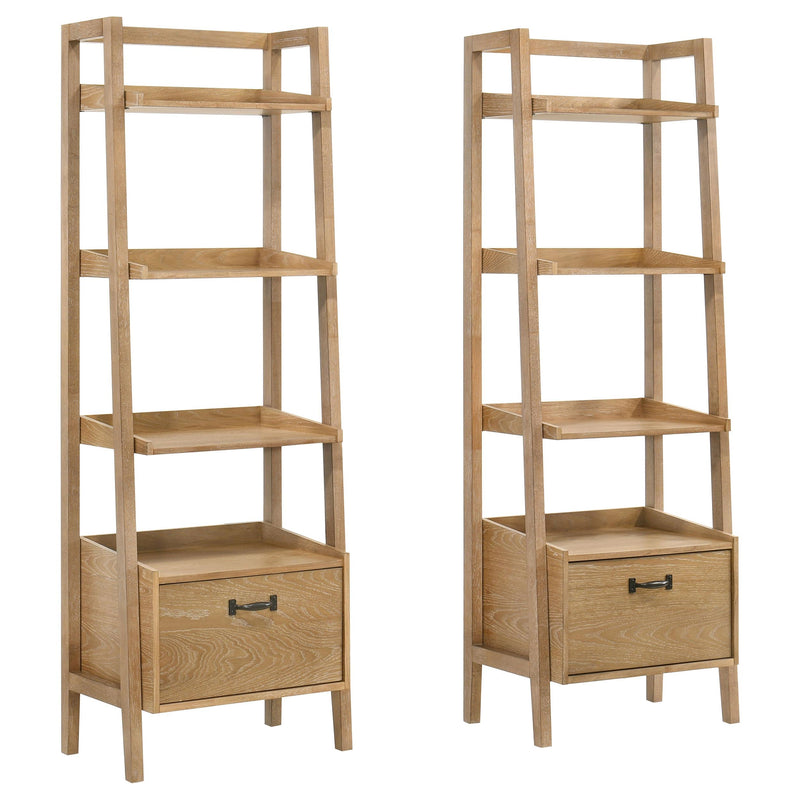Fabian 2-piece 4-shelf Bookshelf with Drawer Distressed Light Brown - 802043
