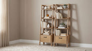 Fabian 2-piece 4-shelf Bookshelf with Drawer Distressed Light Brown - 802043