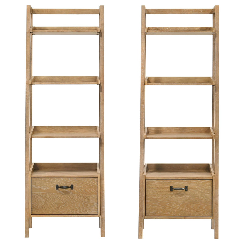 Fabian 2-piece 4-shelf Bookshelf with Drawer Distressed Light Brown - 802043