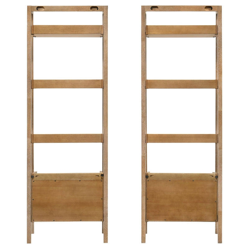 Fabian 2-piece 4-shelf Bookshelf with Drawer Distressed Light Brown - 802043