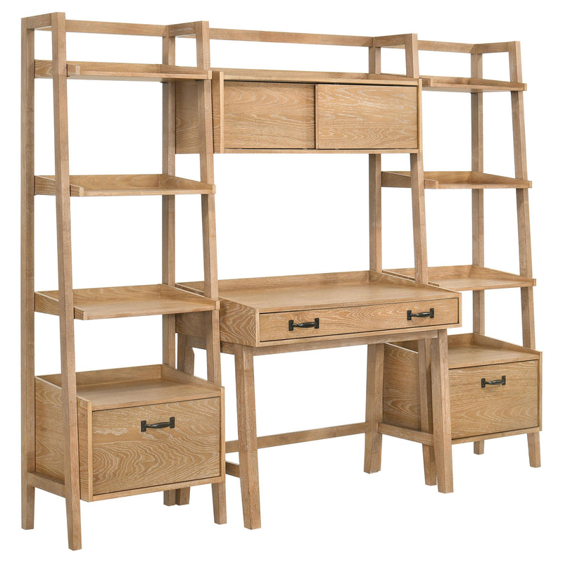 Fabian 2-piece 4-shelf Bookshelf with Drawer Distressed Light Brown - 802043
