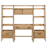 Fabian 4-piece Computer Desk and Bookshelf Set Distressed Light Brown - 802041-SET