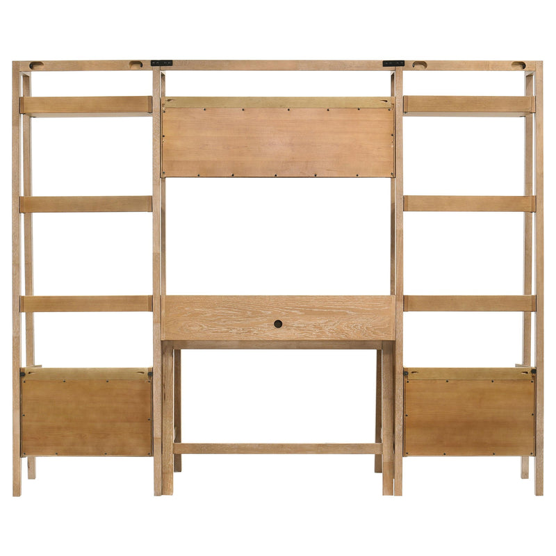 Fabian 4-piece Computer Desk and Bookshelf Set Distressed Light Brown - 802041-SET