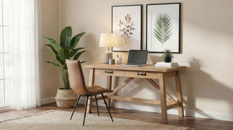 Fabian 54-inch 2-drawer Computer Writing Desk Distressed Light Brown - 801605