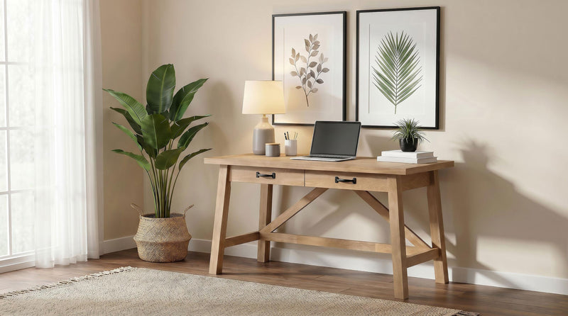 Fabian 54-inch 2-drawer Computer Writing Desk Distressed Light Brown - 801605