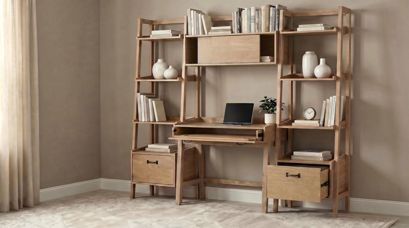 Fabian Bookshelf Bridge with Cubbies Distressed Light Brown - 802044