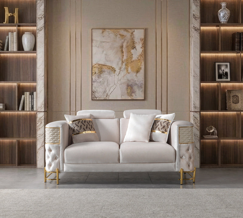 Fabiana Ivory Velvet Loveseat - FABIANAIV-L
