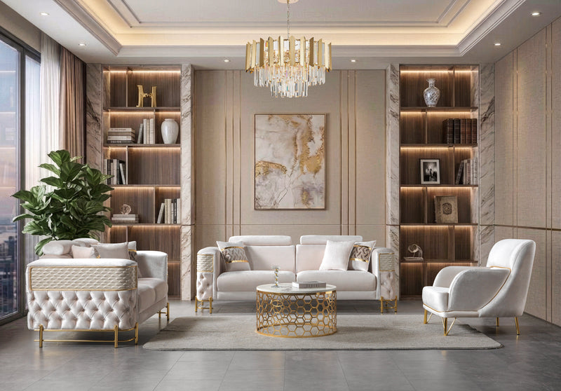 Fabiana Ivory Velvet Loveseat - FABIANAIV-L