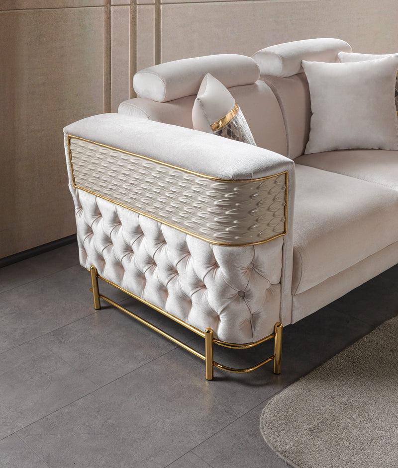 Fabiana Ivory Velvet Loveseat - FABIANAIV-L