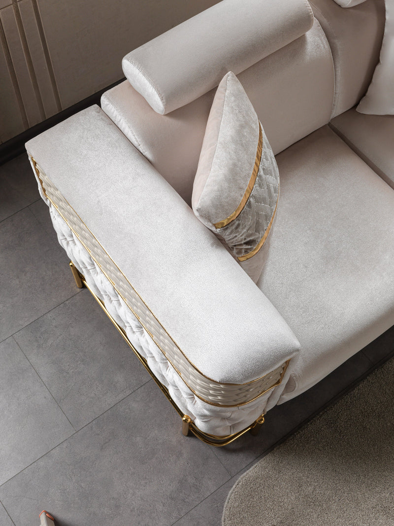 Fabiana Ivory Velvet Loveseat - FABIANAIV-L