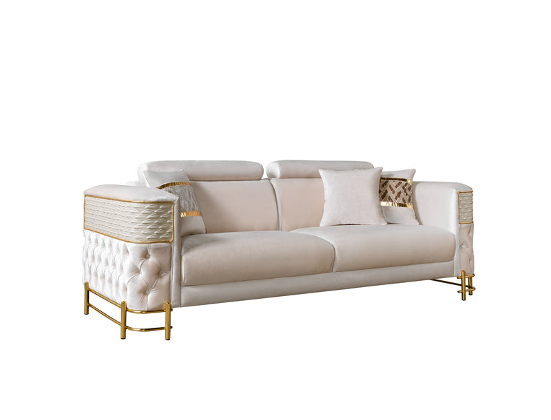 Fabiana Ivory Velvet Sofa - FABIANAIV-S