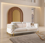 Fabiana Ivory Velvet Sofa - FABIANAIV-S