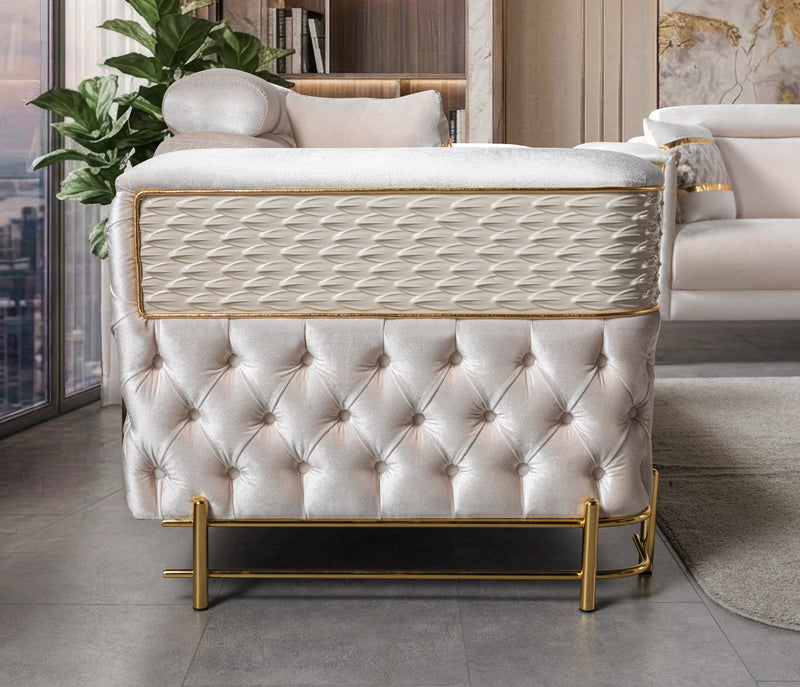 Fabiana Ivory Velvet Sofa & Loveseat - FABIANAIV-SL