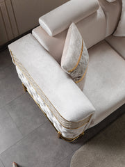 Fabiana Ivory Velvet Sofa & Loveseat - FABIANAIV-SL