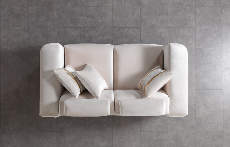 Fabiana Ivory Velvet Sofa & Loveseat - FABIANAIV-SL