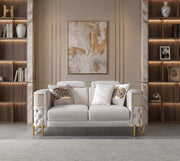 Fabiana Ivory Velvet Sofa & Loveseat - FABIANAIV-SL