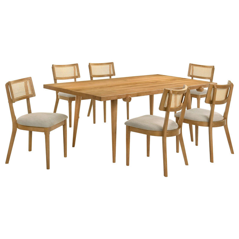 Fabra 7-piece 79-inch Rectangular Dining Set Honey Wheat - 190181-S7