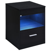 Fabre 1-drawer Extendable Top Nightstand Bedside Table Black Ash - 305792BLK