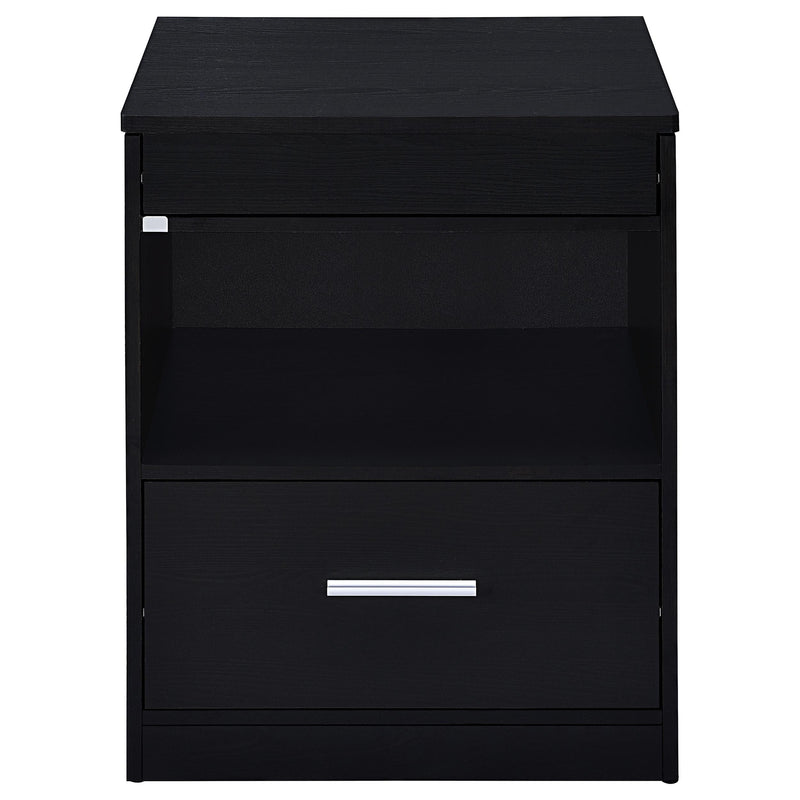 Fabre 1-drawer Extendable Top Nightstand Bedside Table Black Ash - 305792BLK