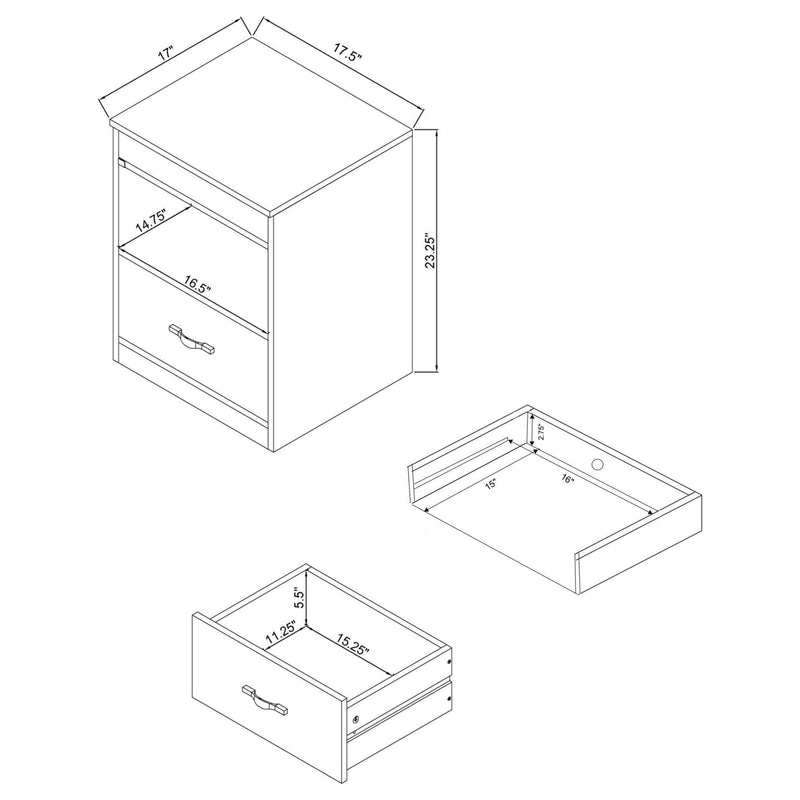 Fabre 1-drawer Extendable Top Nightstand Bedside Table Mango - 305792MGO