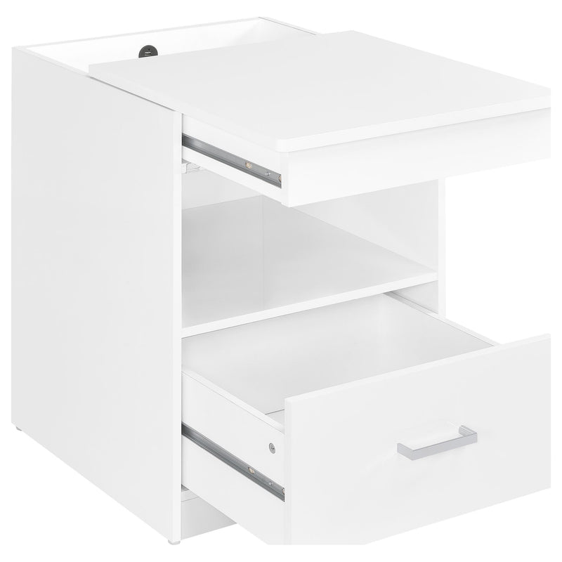 Fabre 1-drawer Extendable Top Nightstand Bedside Table White High Gloss - 305792WHT