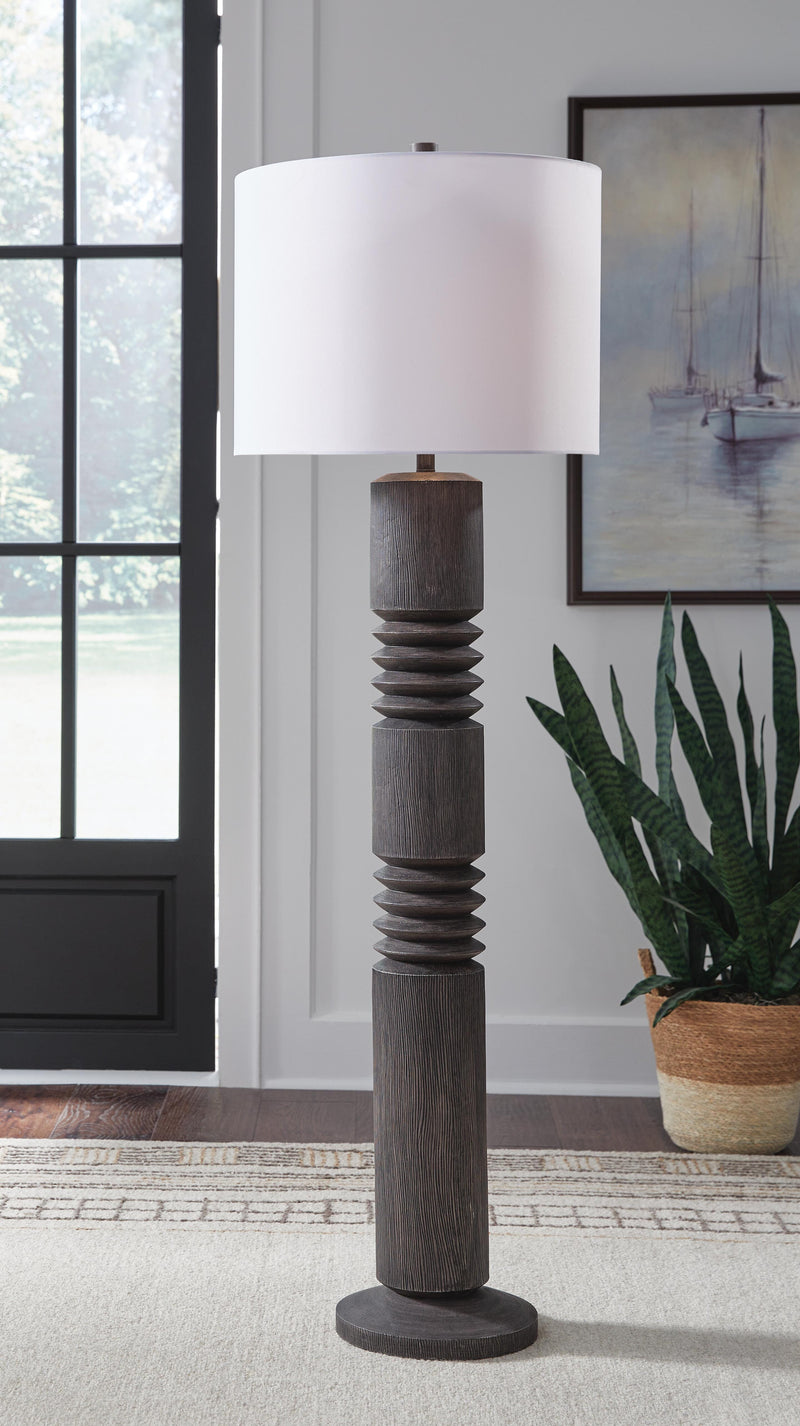 Fainwell Distressed Black Floor Lamp - L235861