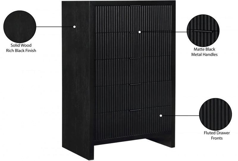 Fairfax Solid Wood And Oak Veneer Chest in Black - 311Black-CH