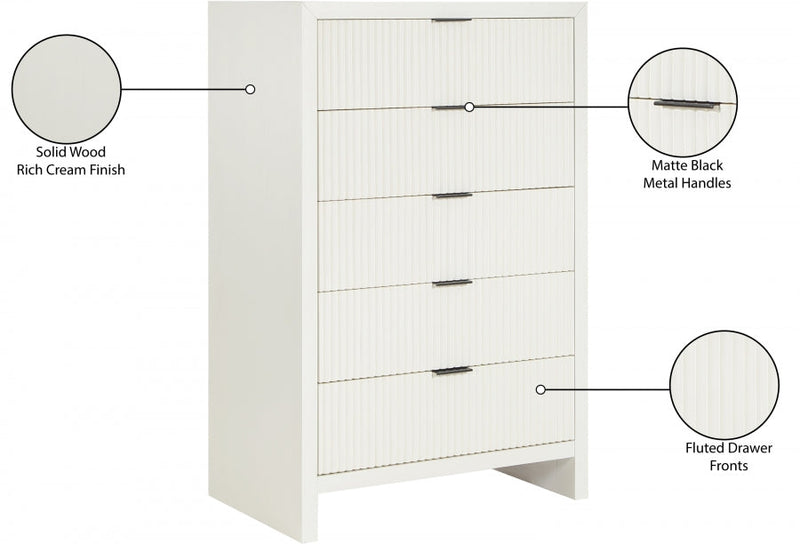 Fairfax Solid Wood And Oak Veneer Chest in Cream - 311Cream-CH