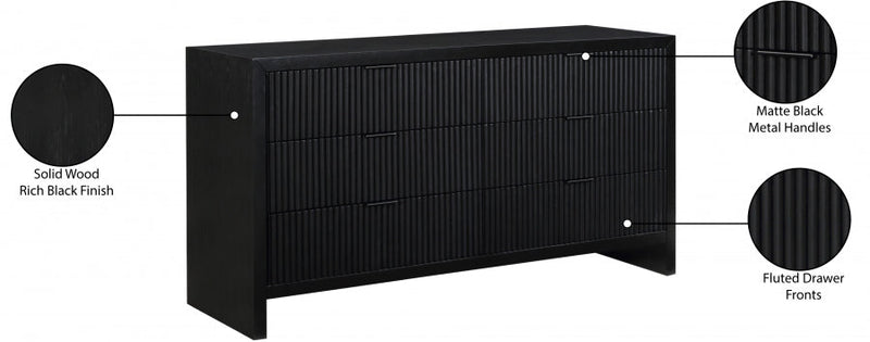 Fairfax Solid Wood And Oak Veneer Dresser in Black - 311Black-D