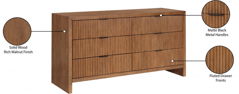 Fairfax Solid Wood And Oak Veneer Dresser in Brown - 311Walnut-D