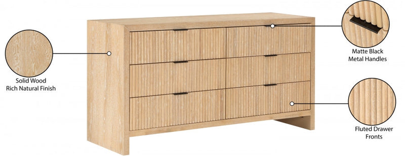 Fairfax Solid Wood And Oak Veneer Dresser in Natural - 311Natural-D