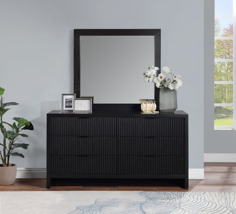 Fairfax Solid Wood And Oak Veneer Frame Mirror in Black - 311Black-M