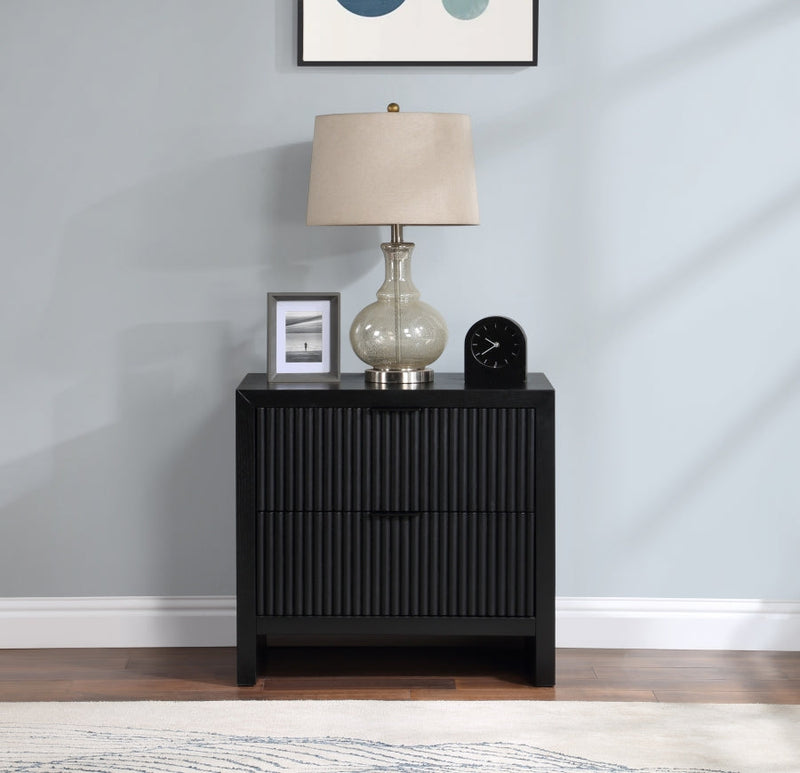 Fairfax Solid Wood And Oak Veneer Nightstand in Black - 311Black-NS